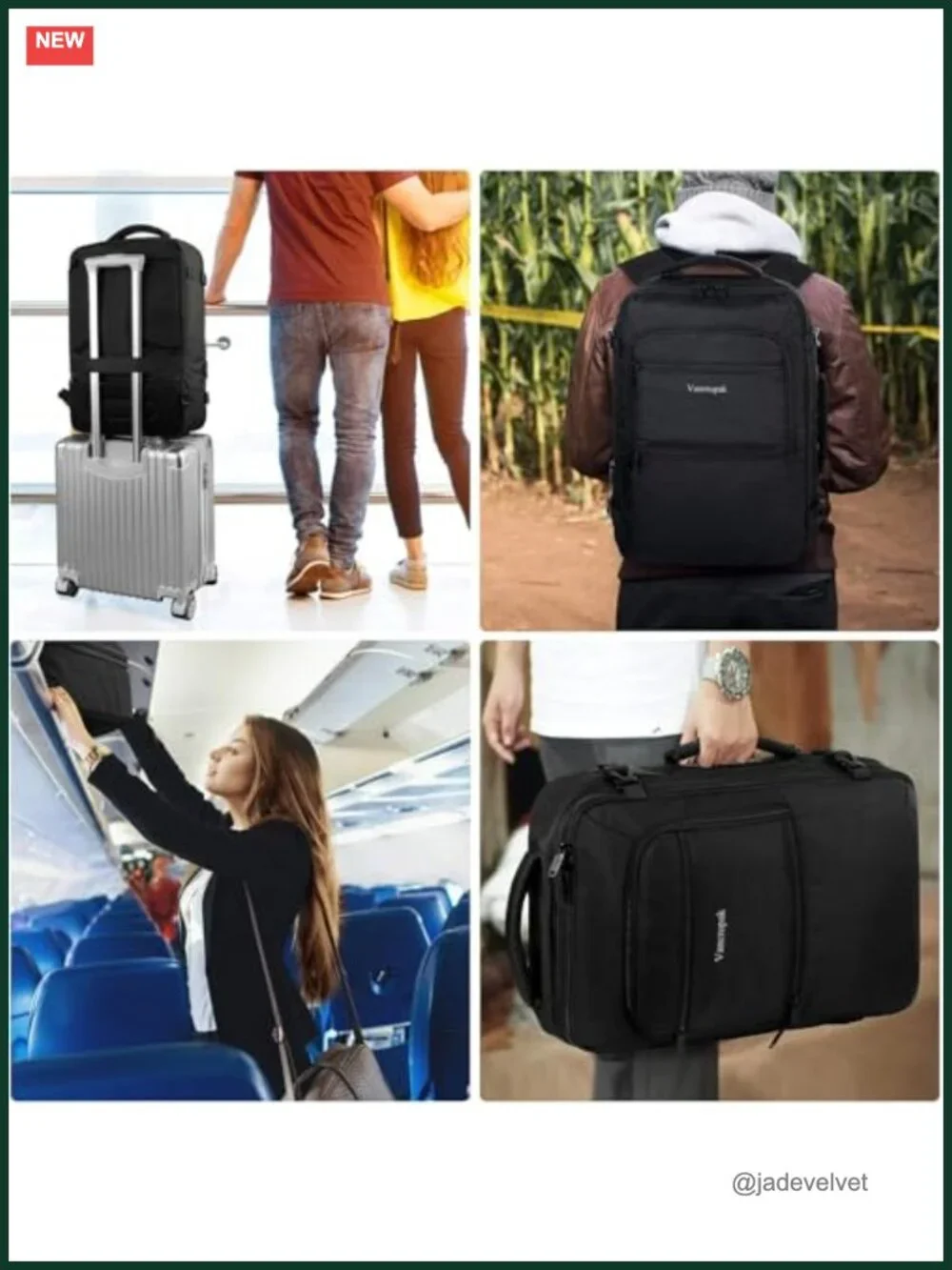 40L Expandable Carry On Travel Backpack, Flight Approved, Water Resistant,